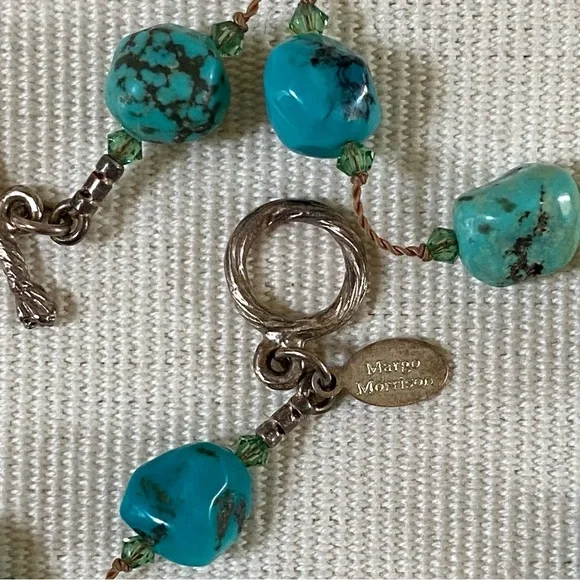 MARGO MORRISON TURQUOISE NECKLACE 36” HANDMADE